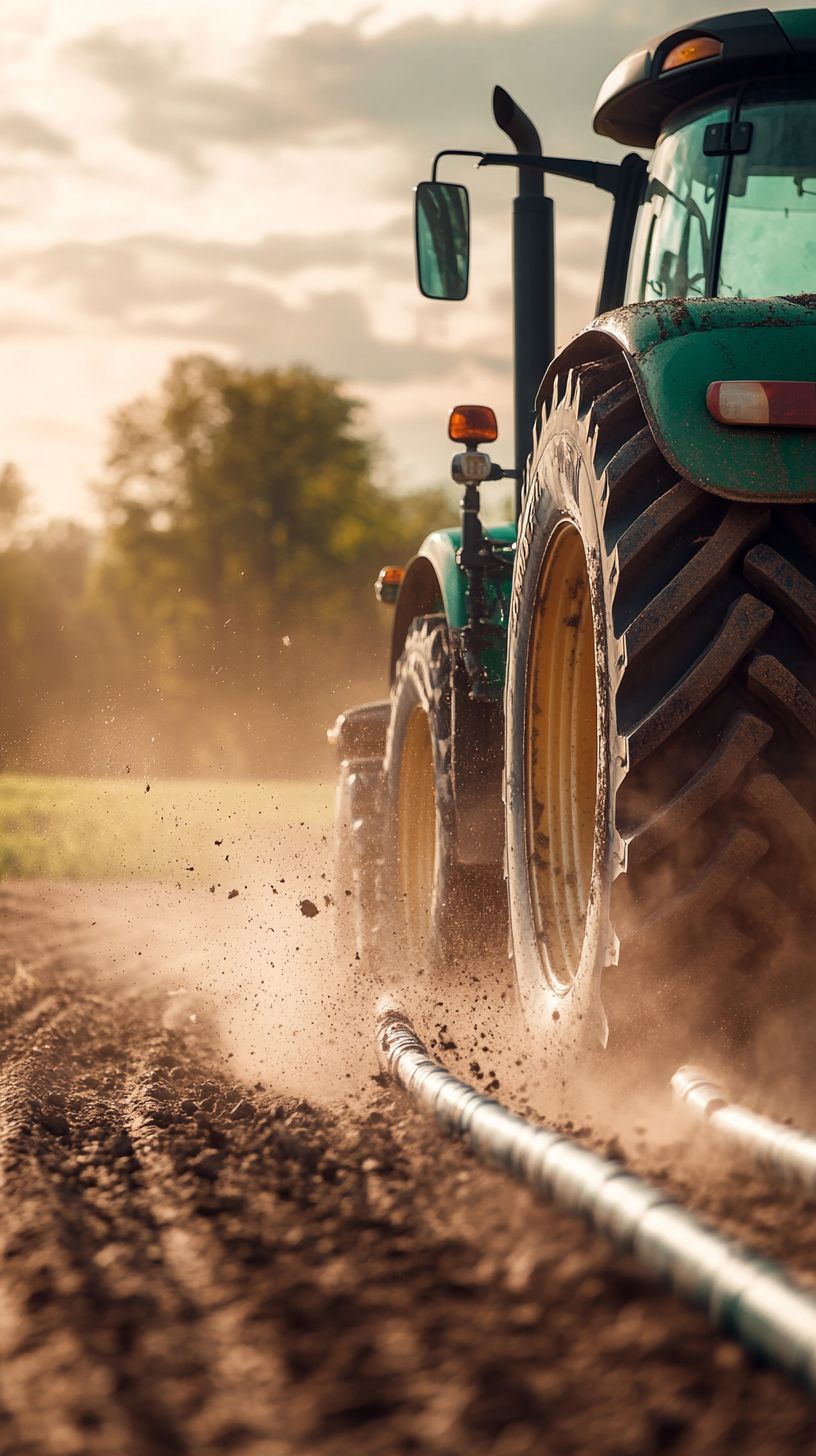 Vista aérea de maquinaria agrícola